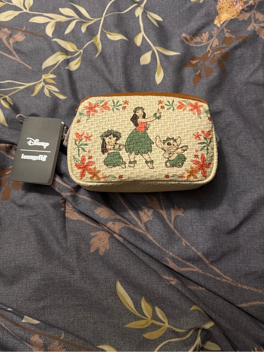 Loungefly Cream Disney Hula Cosmetic Pouch with Floral Accents